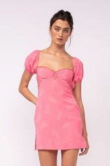 Delilah Pink Puff Sleeve Bustier Dress