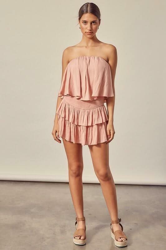 Monaco Powder Rose Strapless Romper