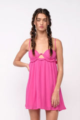 Drew Fuchsia Pink Babydoll Cami Mini Dress