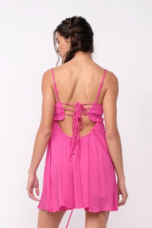Drew Fuchsia Pink Babydoll Cami Mini Dress