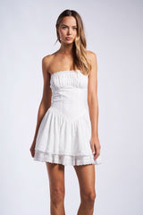 Piper White Eyelet Strapless Tube Dress