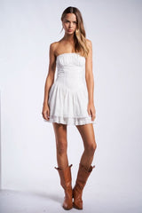 Piper White Eyelet Strapless Tube Dress