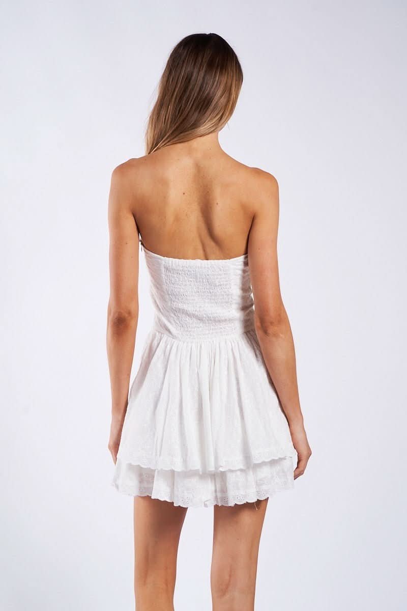 Piper White Eyelet Strapless Tube Dress