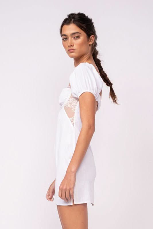 Delilah White Puff Sleeve Bustier Dress