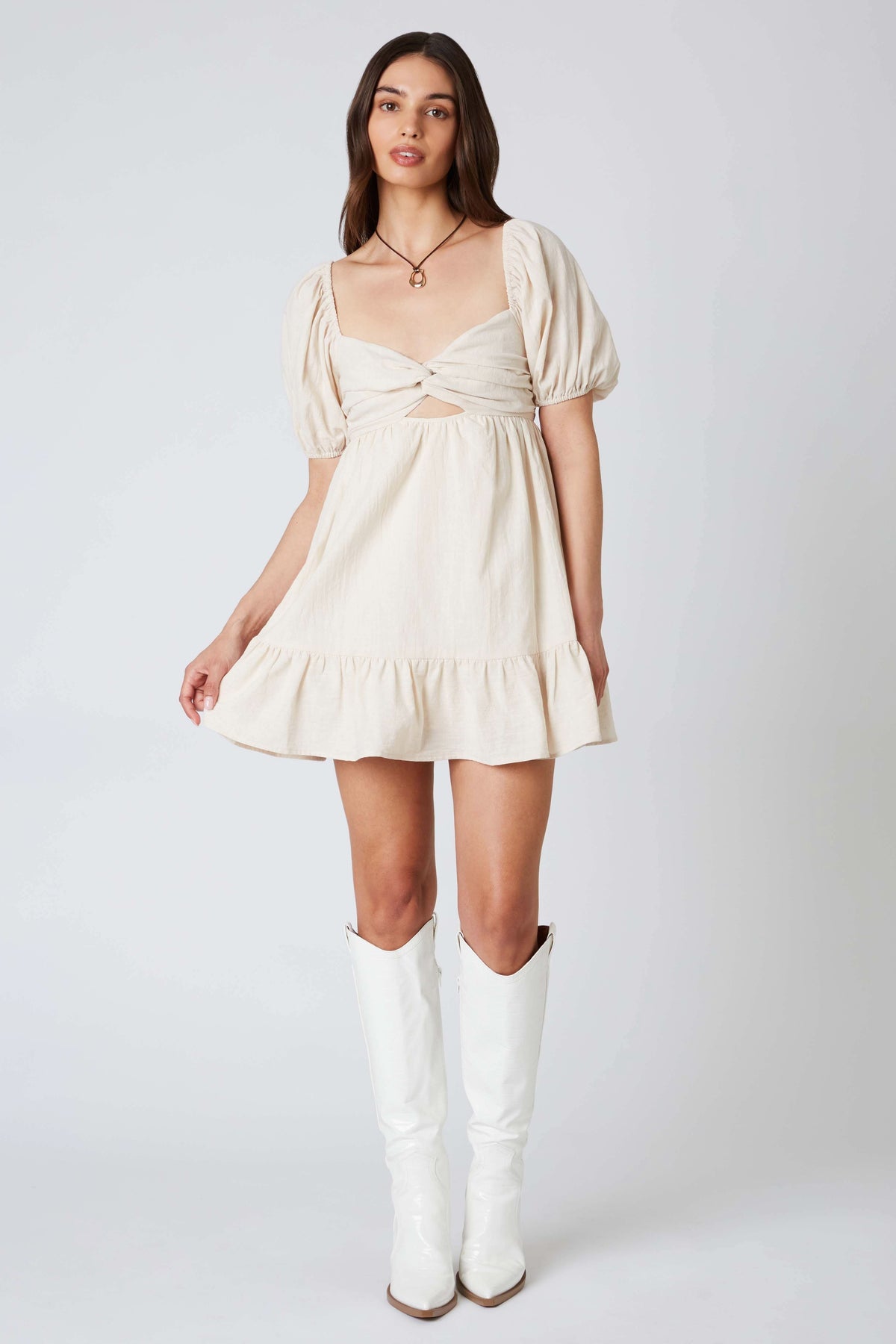 Lia Linen Puff Sleeve Romper
