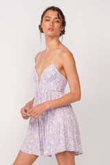 Lucia Purple Floral Corset Cami Dress