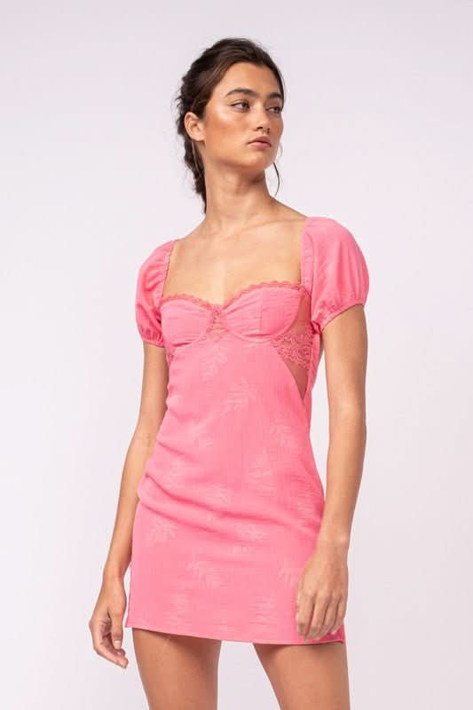 Delilah Pink Puff Sleeve Bustier Dress