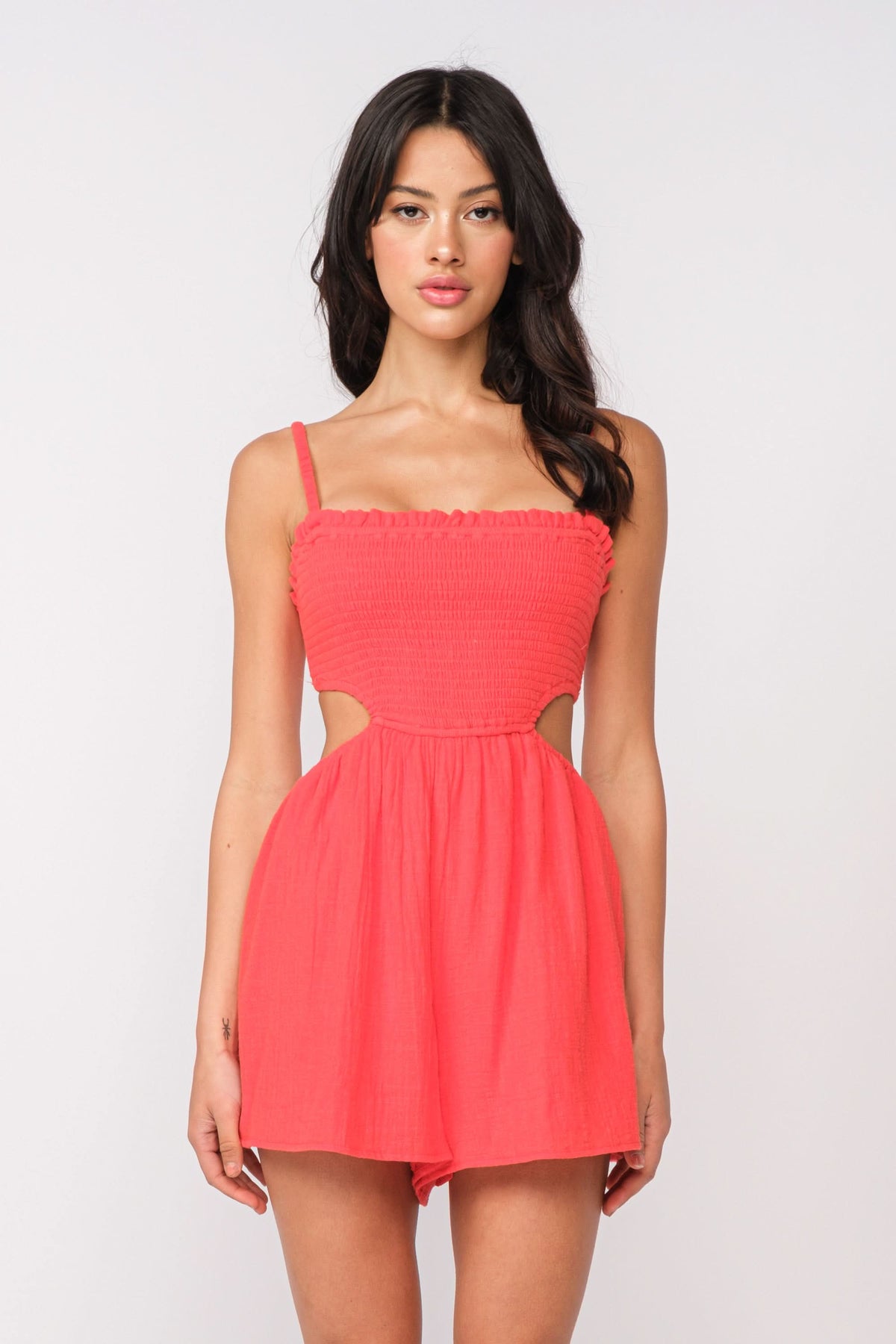 Molly Red Cutout Romper Dress