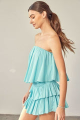 Monaco Milky Blue Strapless Romper