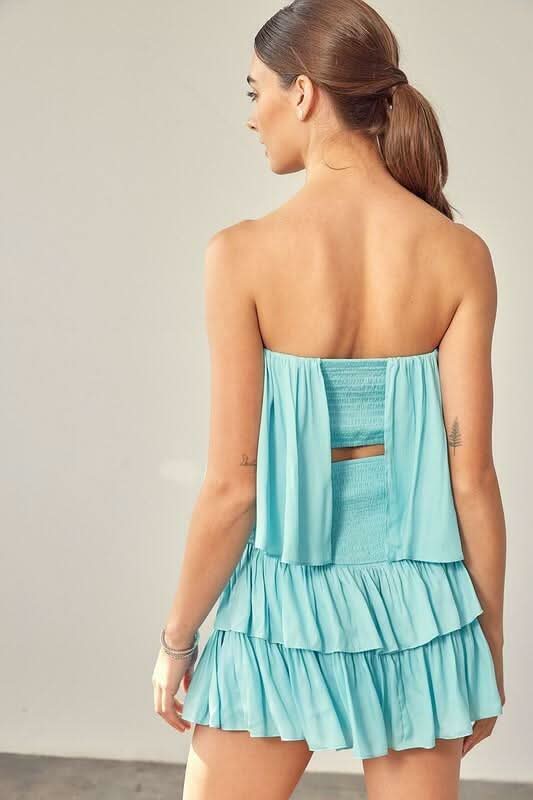 Monaco Milky Blue Strapless Romper