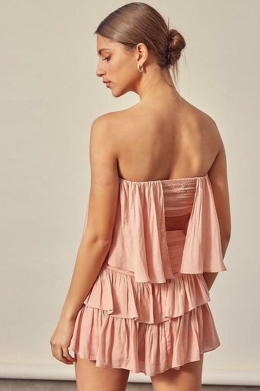 Monaco Powder Rose Strapless Romper