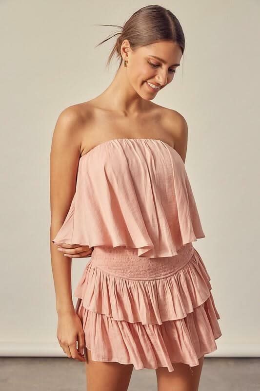 Monaco Powder Rose Strapless Romper
