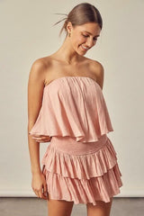 Monaco Powder Rose Strapless Romper