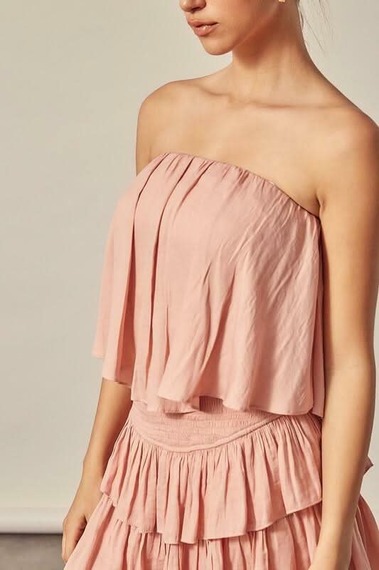 Monaco Powder Rose Strapless Romper