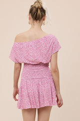 Roya Ditsy Pink Floral Drop Waist Mini