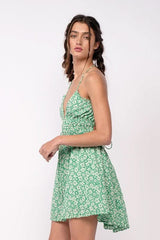 Kristen Green Floral Halter Mini Dress