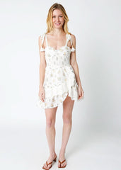 Riley Yellow Floral Eyelet Bustier Mini Dress