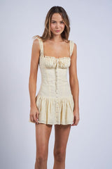 Sienna Yellow Eyelet Mini Dress