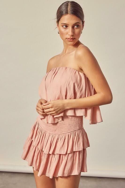 Monaco Powder Rose Strapless Romper