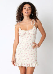 Lucia Cream and Pink Floral Mini Dress