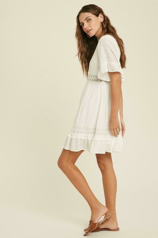 Heart Of Soul Ivory Short Sleeve Mini Dress