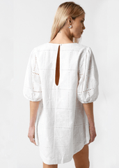 Kelly White Eyelet Puff Sleeve Shift Dress