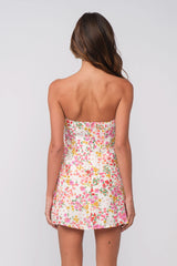 A Pop of Floral Strapless Mini Dress