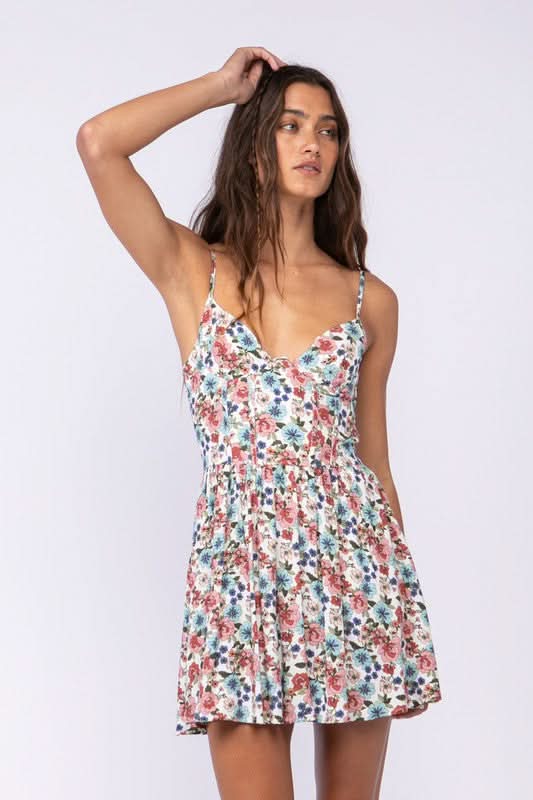 Dalia White Floral Drop Print Cami Dress