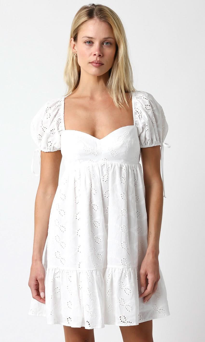 Jessie White Eyelet Babydoll Mini Dress
