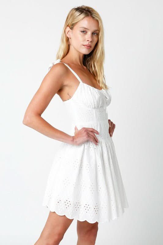 Chateau White Eyelet Bustier Dress