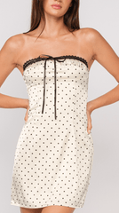 Harper Ivory Dot Ribbon Trim Strapless Mini Dress