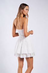 Piper White Eyelet Strapless Tube Dress