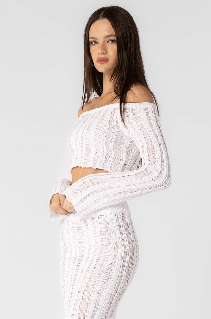 Naxos White Sheer Two Piece Midi Dress
