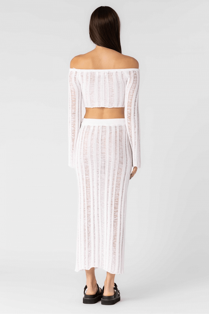 Naxos White Sheer Two Piece Midi Dress