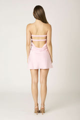 Gia Light Pink Satin Strapless Mini Dress