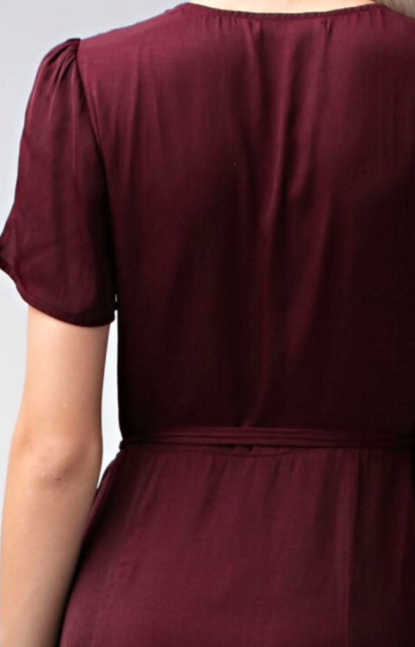 Come Together Burgundy Midi Wrap Dress