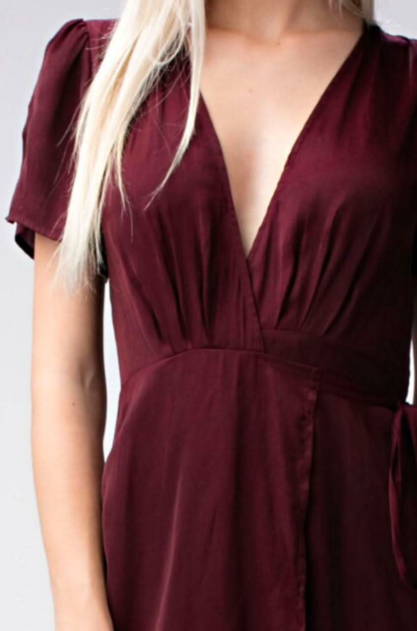 Come Together Burgundy Midi Wrap Dress